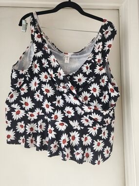 Lime Ricki Daisy Print Swim Wrap Tank